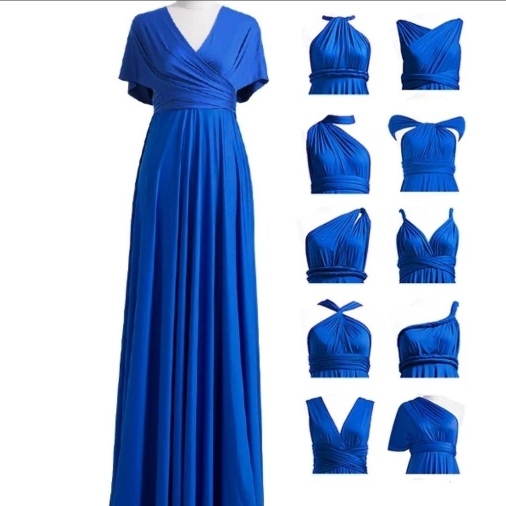 Elegant Blue Multi-Way Maxi Dress